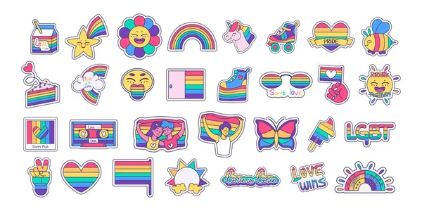 Conjunto de icono lgbt con colores de arco iris — Vector de stock