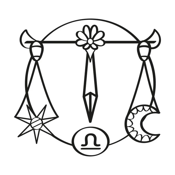 Icono de libra aislada contorno signo del zodíaco — Vector de stock