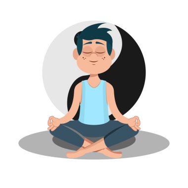 Yoga meditasyonu yapan yalnız bir adam. Sağlıklı yaşam tarzı.