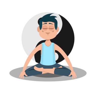 Yoga meditasyonu yapan yalnız bir adam. Sağlıklı yaşam tarzı.