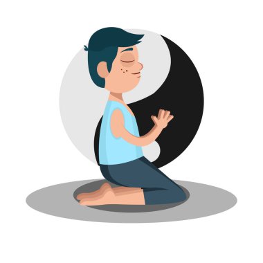 Yoga meditasyonu yapan yalnız bir adam. Sağlıklı yaşam tarzı.