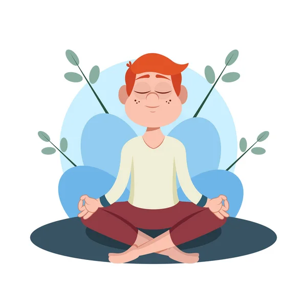 Homme isolé méditant Yoga Mode de vie sain — Image vectorielle