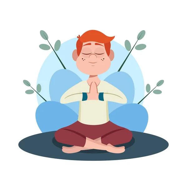 Hombre aislado meditando Yoga Vida Saludable — Vector de stock