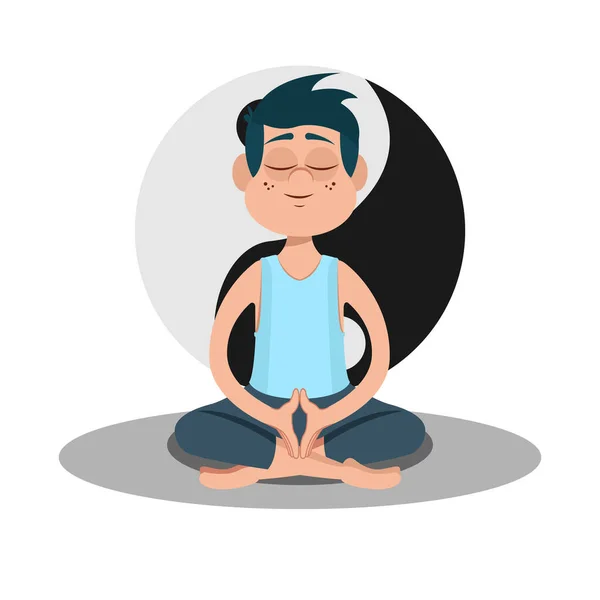 孤独寂寞的男人沉思瑜伽健康的生活方式 — 图库矢量图片