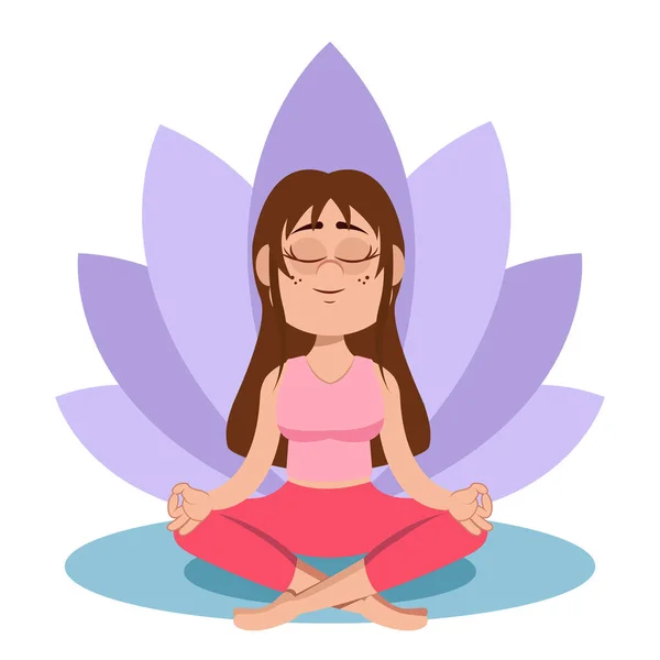 Isolated woman meditating Yoga Healthy Lifestyle — стоковий вектор