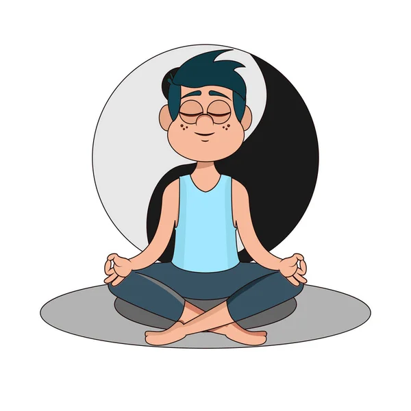 Hombre aislado meditando Yoga Vida Saludable — Archivo Imágenes Vectoriales