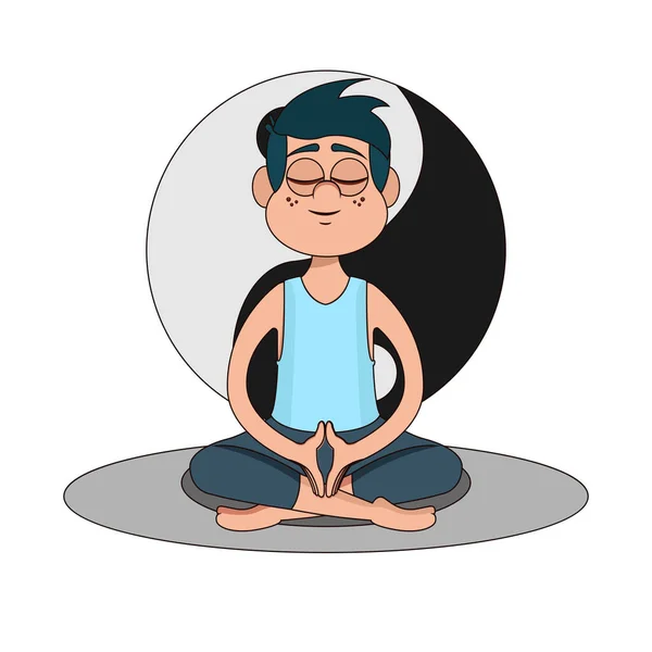 孤立した男瞑想ヨガ｜健康的なライフスタイル — ストックベクタ