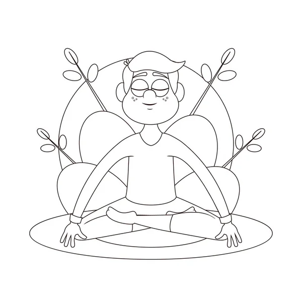 Изолированный человек, медитирующий на йоге Здоровый образ жизни — стоковый вектор