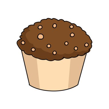 Çikolata parçacıklı izole kek.