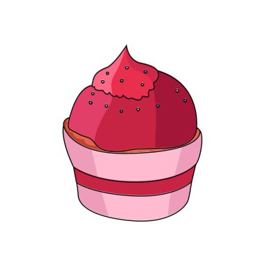 Çilekli tatlı ve patates kızartması.