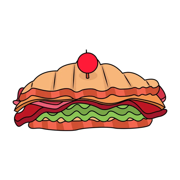 Sandwich isolé au fromage, tomate et laitue — Image vectorielle