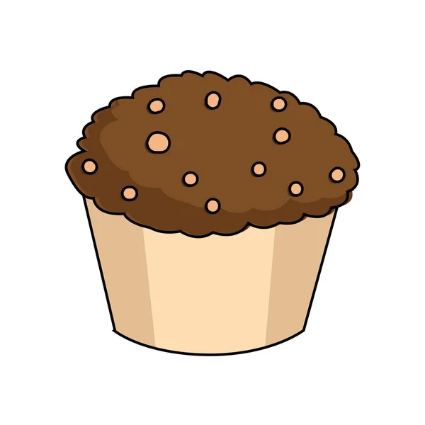Geïsoleerde muffin met chocolade chips — Stockvector