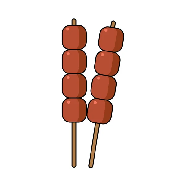 Izolované čokoládové kuličky na dřevěné tyčce — Stockový vektor