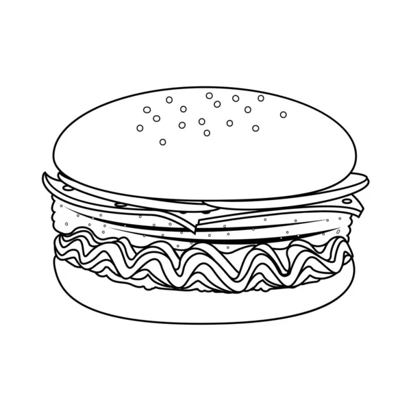 Izolovaný velký sýrový burger s rajčaty a salátem — Stockový vektor