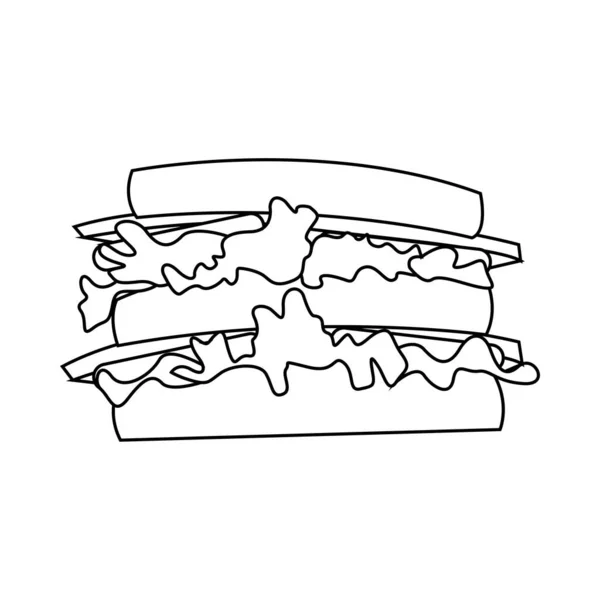 Izolovaný sendvič se sýrem, rajčaty a salátem — Stockový vektor