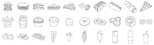 一套不同的快餐菜单图标 — 图库矢量图片