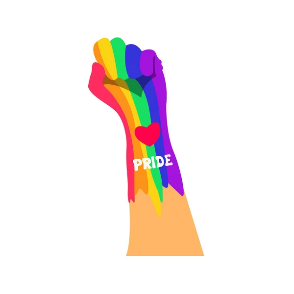 Isolated pride hand up icon with lgbt colors — Stock Vector