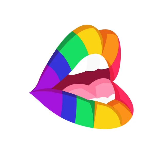 Izolált büszke ajkak ikon lgbt színekkel — Stock Vector