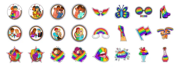 Set of pride icons with lgbt colors — Stock Vector