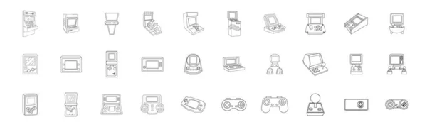 Набор джойстиков и иконок игровых автоматов — стоковый вектор