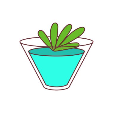 Yapraklı izole tropikal kokteyl ikonu