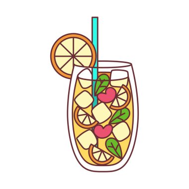 Limonlu izole tropikal kokteyl ikonu