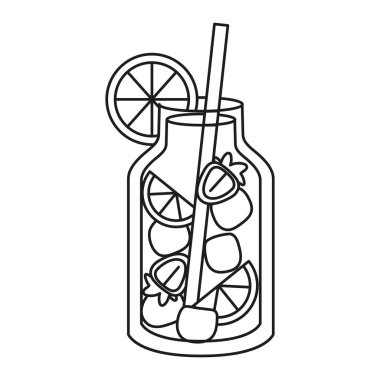 Limonlu izole tropikal kokteyl ikonu