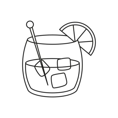 Limonlu izole tropikal kokteyl ikonu