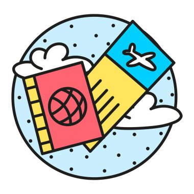 İzole pasaport ve uçak bileti çıkartması.