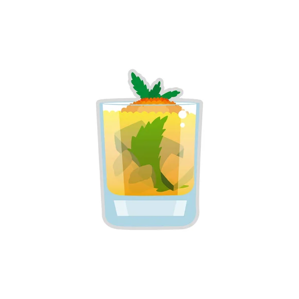 Isolated cold tropical cocktail with ice and mint leaves — Stock Vector