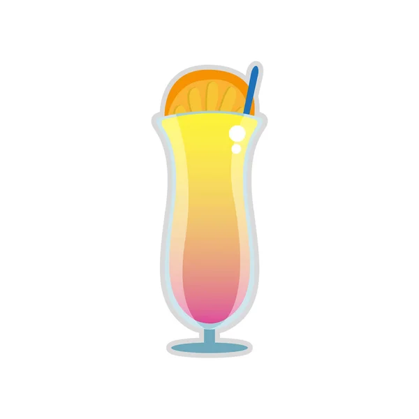 Cocktail tropical isolé avec une tranche d'orange — Image vectorielle