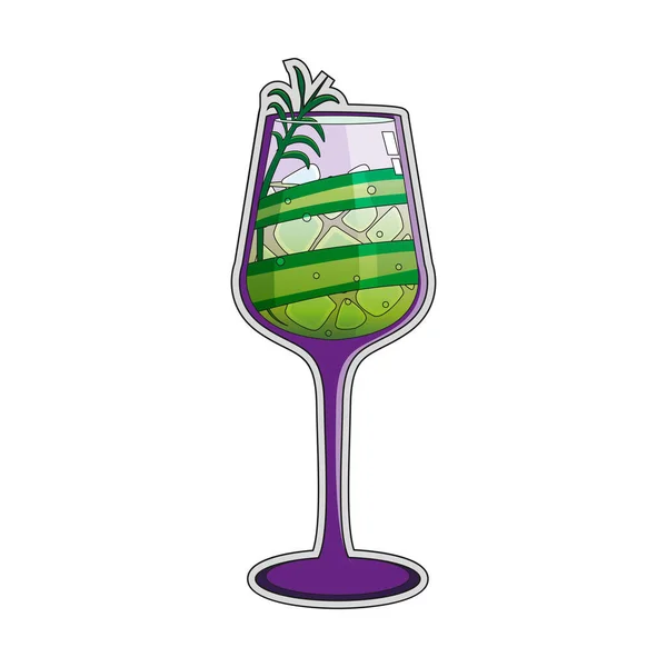 Cocktail tropical isolado com folha e gelo — Vetor de Stock