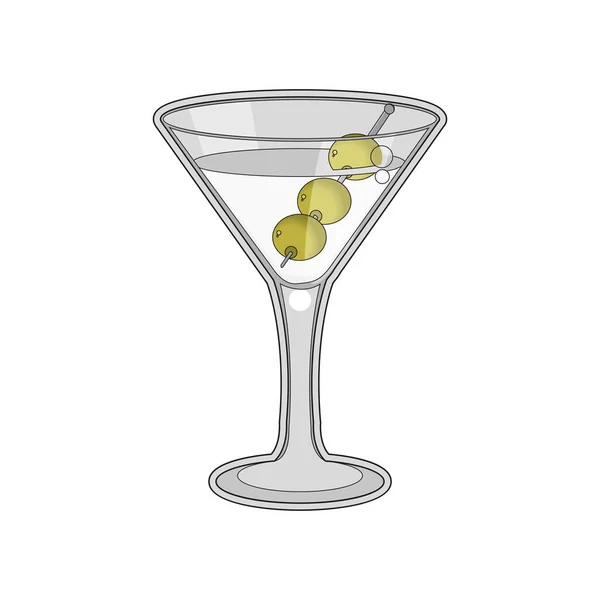 Isolierter tropischer Cocktail-Drink mit Oliven auf einem Stock — Stockvektor