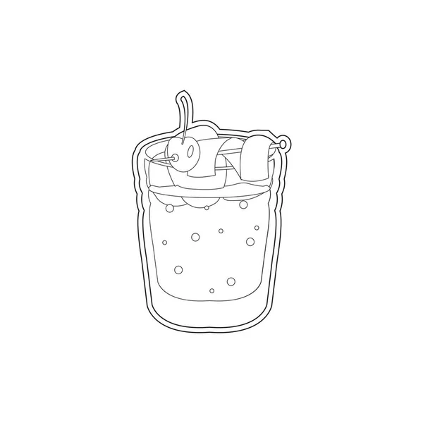 Geïsoleerde koude tropische cocktail met sinaasappelhuid en een kers — Stockvector