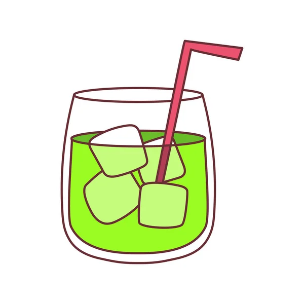Изолированная икона коктейля с соломой и льдом — стоковый вектор