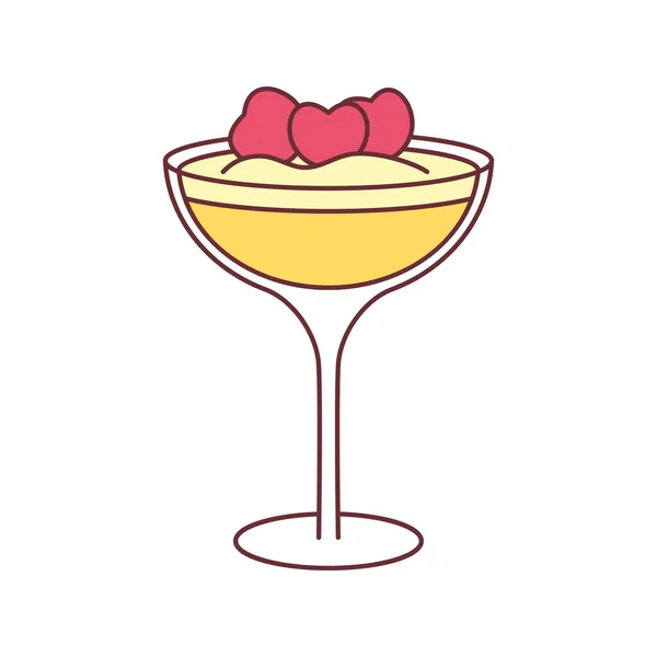 Icône de cocktail isolé avec glace et cerises — Image vectorielle