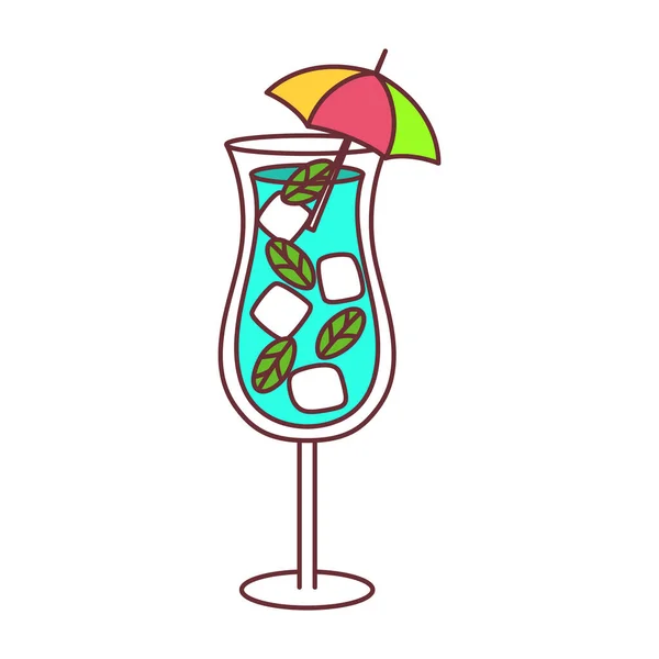 Изолированная икона тропического коктейля с мятой и льдом — стоковый вектор