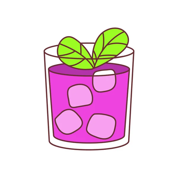 Isolated tropical cocktail icon with mint and ice — Stock Vector