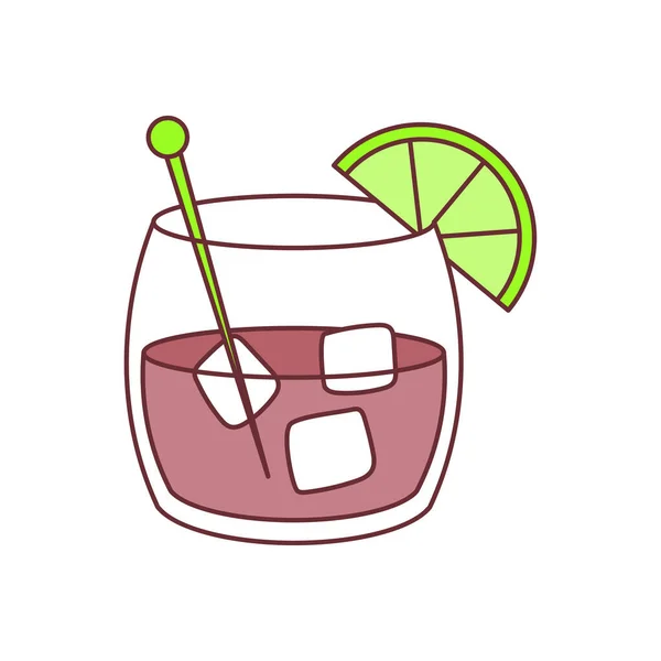 Isolated tropical cocktail icon with a lemon — Stock Vector