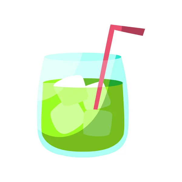 Isolée icône cocktail avec une paille et de la glace — Image vectorielle
