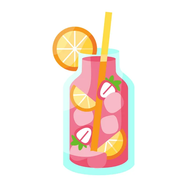 Geïsoleerde tropische cocktail icoon met een citroen — Stockvector