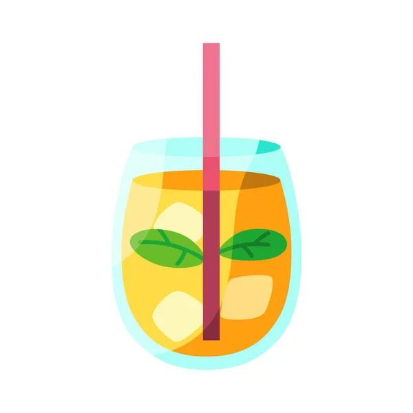 Isolée icône de cocktail tropical avec menthe et glace — Image vectorielle