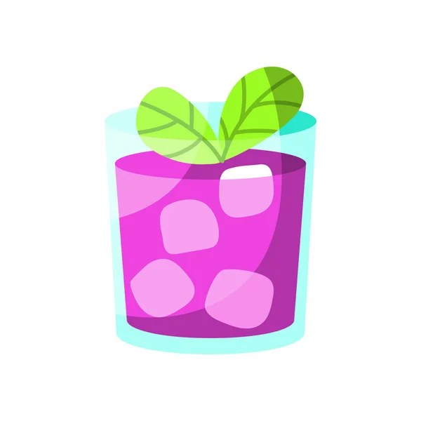Isolated tropical cocktail icon with mint and ice — Stock Vector