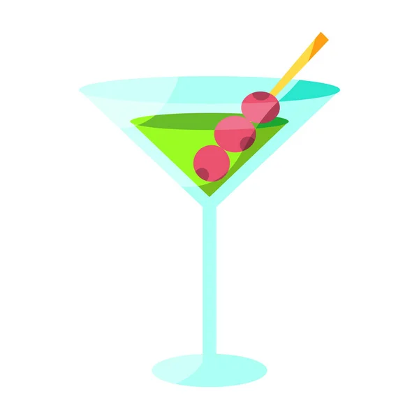 Isolierte Cocktail-Ikone mit Kirschen am Stiel — Stockvektor