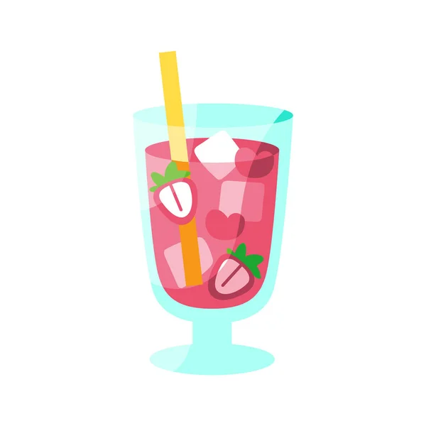 Isolated tropical cocktail icon with strawberries — Stock Vector