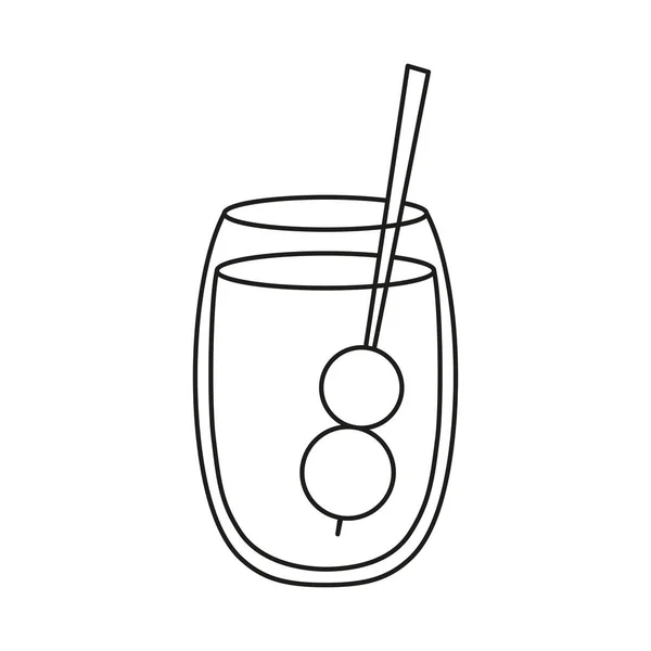 Isolierte Cocktail-Ikone mit Kirschen am Stiel — Stockvektor