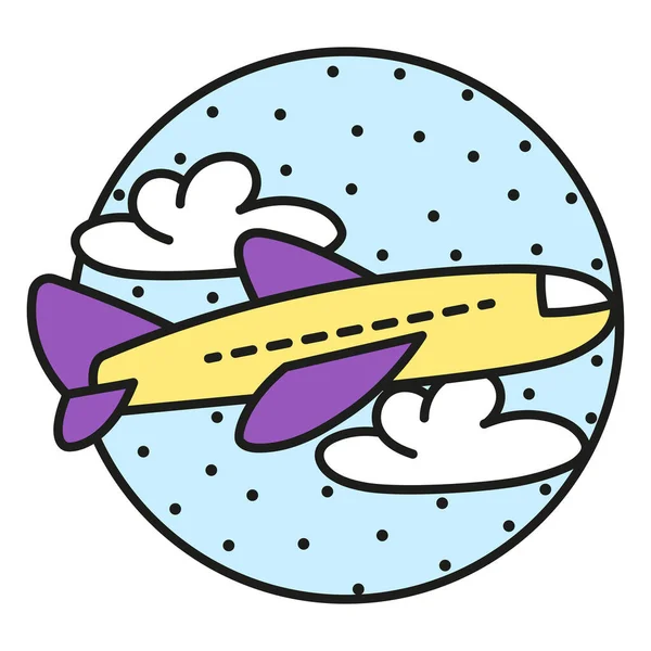 Isolated airplane vehicle image on a camping sticker — Stock Vector