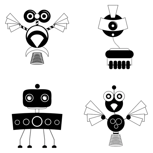 Conjunto de diferentes robots lindos aislados — Vector de stock