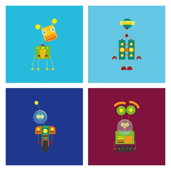 Ensemble de différents robots mignons isolés — Image vectorielle