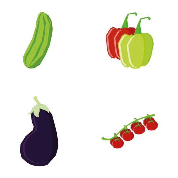 Un ensemble de fruits avec des expressions faciales sur fond blanc — Image vectorielle